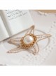 Retro Fashion Elegant Golden Lace Starfish White Pearl Brooch