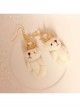 Fashion Valentine'S Day Cute Retro White Pearl Crown Plush Bear Female Earrings