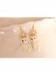 Fashion Valentine'S Day Cute Retro White Pearl Crown Plush Bear Female Earrings