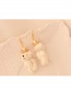 Fashion Valentine'S Day Cute Retro White Pearl Crown Plush Bear Female Earrings