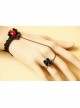 Black Vampire Goth Fashion Retro Lace Rose Ruby Ring Bracelet