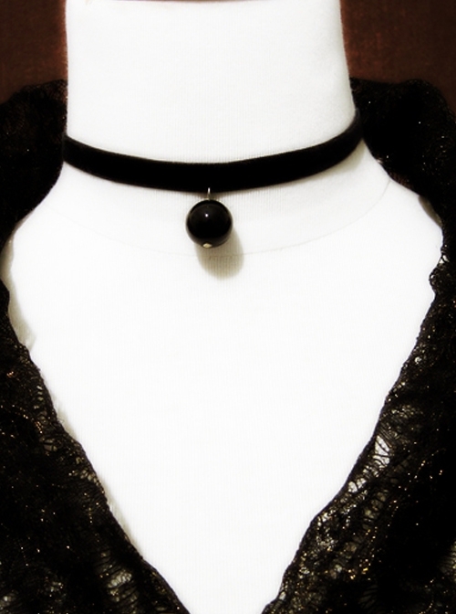 Black Gothic Retro All-Match Fashion Velvet Simple Black Crystal Female Choker