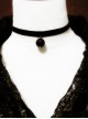 Black Gothic Retro All-Match Fashion Velvet Simple Black Crystal Female Choker
