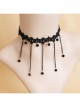 Black Gothic Fashion Retro Exaggerated Tassel Flower Diamond Lace Choker