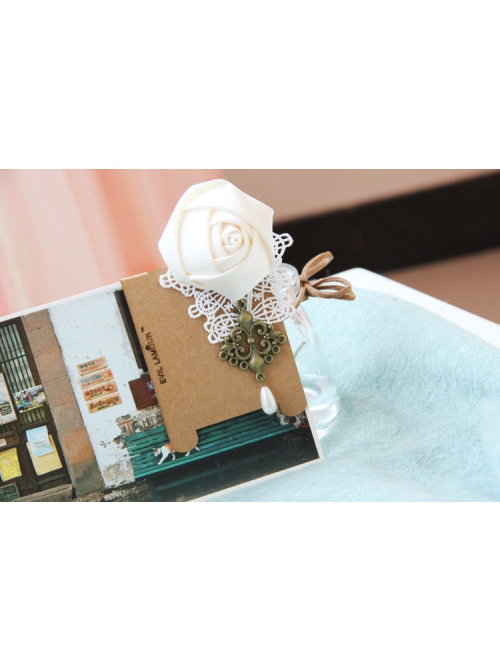 Baroque White Rose Pearl Handmade Lace Retro Fashion Brooch