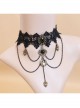 Black Gothic Sexy Fashion Retro Love Heart Wings Chain Lace Female Choker