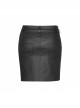 Front Metal Eyelets Knitted Small Tassel Decoration Black Punk Leather Half Skirt