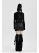 Front Metal Eyelets Knitted Small Tassel Decoration Black Punk Leather Half Skirt