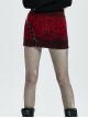 Metal Eyelets Leather Strap Decoration Red Punk Leopard Print Camo Fleece Skirt