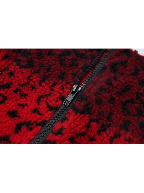 Metal Eyelets Leather Strap Decoration Red Punk Leopard Print Camo Fleece Skirt