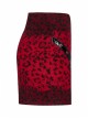 Metal Eyelets Leather Strap Decoration Red Punk Leopard Print Camo Fleece Skirt