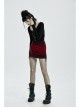 Metal Eyelets Leather Strap Decoration Red Punk Leopard Print Camo Fleece Skirt