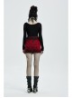 Metal Eyelets Leather Strap Decoration Red Punk Leopard Print Camo Fleece Skirt
