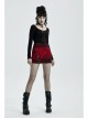Metal Eyelets Leather Strap Decoration Red Punk Leopard Print Camo Fleece Skirt