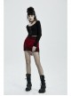 Metal Eyelets Leather Strap Decoration Red Punk Leopard Print Camo Fleece Skirt