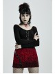 Metal Eyelets Leather Strap Decoration Red Punk Leopard Print Camo Fleece Skirt