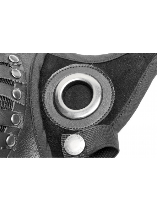 Front Metal Rings Leather Strap Decoration Black Punk Imitation Suede Men Mask