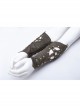 Metal Nails Decoration Lace-Up Hollow-Out Black Punk Woven Women Gloves