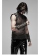 Metal Nails Decoration Lace-Up Hollow-Out Black Punk Woven Women Gloves
