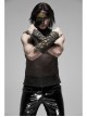 Metal Nails Decoration Lace-Up Hollow-Out Black Punk Woven Women Gloves