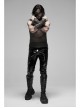 Metal Nails Decoration Lace-Up Hollow-Out Black Punk Woven Women Gloves