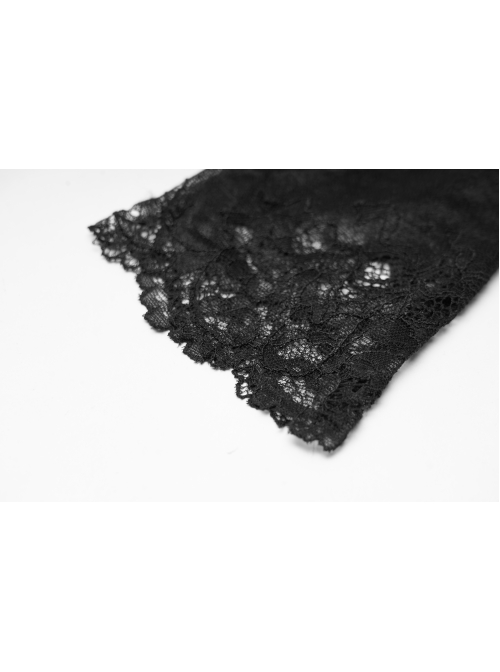 Black Gothic Hollow Hook Lace Mesh Gloves