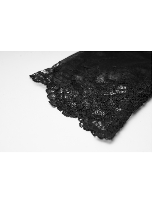 Black Gothic Hollow Hook Lace Mesh Gloves