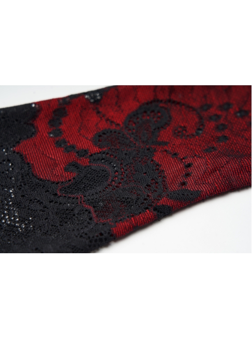 Red Gothic Hollow Hook Lace Mesh Gloves