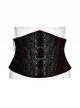 Front Decals Mesh Side Zipper Back Waist Lace-Up Black Gothic Velvet Belt