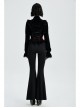 Front Decals Mesh Side Zipper Back Waist Lace-Up Black Gothic Velvet Belt