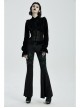 Front Decals Mesh Side Zipper Back Waist Lace-Up Black Gothic Velvet Belt