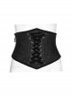 Front Decals Side Zipper Back Waist Lace-Up Black Gothic Jacquard Belt