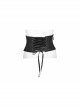 Front Decals Side Zipper Back Waist Lace-Up Black Gothic Jacquard Belt