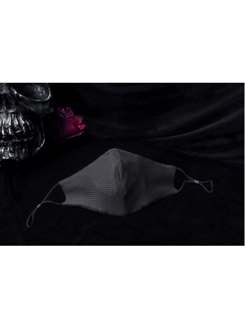 Men Front Three-Dimensional Embroidery Lace Black Gothic Dark Grain Embossed Mask