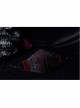 Women Front Splice Lace Mesh Side Lace-Up Wine Red Gothic Velvet Mask