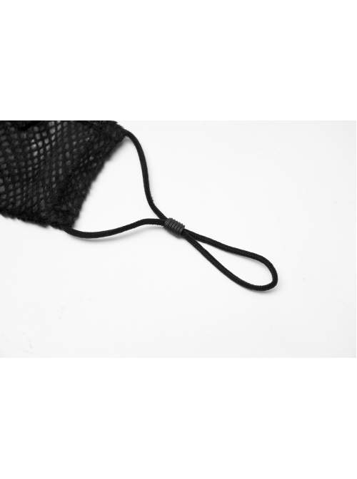 Front Metal Chain Decoration Splice Mesh Black Punk Snake Texture Flocked Mask