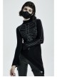 Front Metal Chain Decoration Splice Mesh Black Punk Snake Texture Flocked Mask