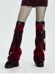 Metal Buckle Strap Red Punk Leopard Cashmere Leg Sleeve
