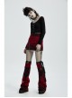 Metal Buckle Strap Red Punk Leopard Cashmere Leg Sleeve