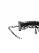 Front Huge Ruby Pendant Lace Decals Metal Chain Decoration Black Gothic Necklace