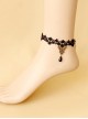 Black Retro Elegant Fashion Gothic Lace Pearl Butterfly Flower Anklet