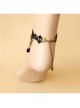 Black Retro Elegant Fashion Gothic Lace Pearl Butterfly Flower Anklet