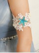 Fashion Leisure Travel Beach White Gold Lace Pearl Flowers Starfish Shell Conch Arm Ring Bracelet
