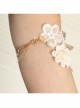 Fashion Leisure Travel Beach White Gold Lace Pearl Flowers Starfish Shell Conch Arm Ring Bracelet
