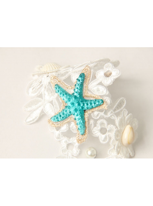 Fashion Leisure Travel Beach White Gold Lace Pearl Flowers Starfish Shell Conch Arm Ring Bracelet