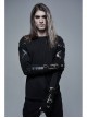 Metal Buckle Lace-Up Decoration Black Punk Half-Finger Knit Gloves