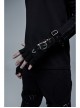 Metal Buckle Lace-Up Decoration Black Punk Half-Finger Knit Gloves
