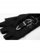 Metal Buckle Lace-Up Decoration Black Punk Half-Finger Knit Gloves