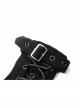 Metal Buckle Lace-Up Decoration Black Punk Half-Finger Knit Gloves