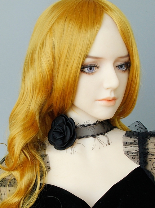Black Gothic Retro Rose Tassel Ribbon Halloween Party Show Choker